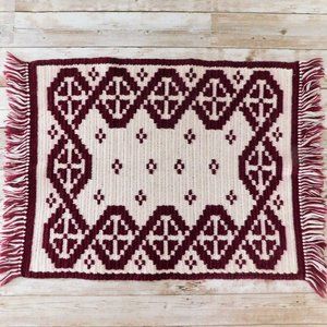 Vintage 60s-70s Hand Knitted Fringed Placemats